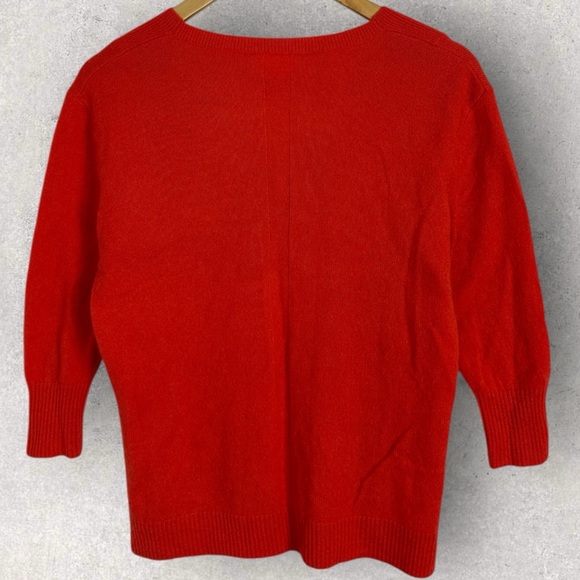 Anthropologie 100% Cashmere V-Neck Knit‎ Sweater Size Small Orange Bohemian Boho - Picture 7 of 14